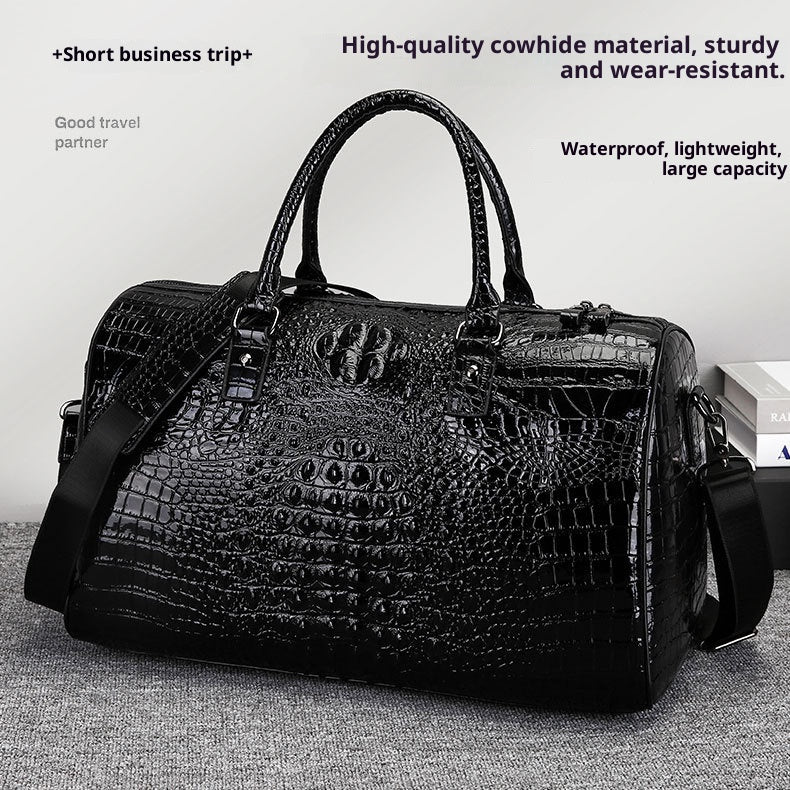 Sac croisé en cuir véritable en crocodile texturé