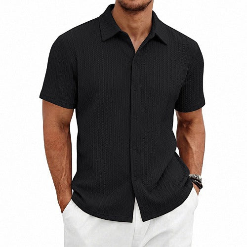 Polo d'été Jacquard de style européen et américain avec col tournant