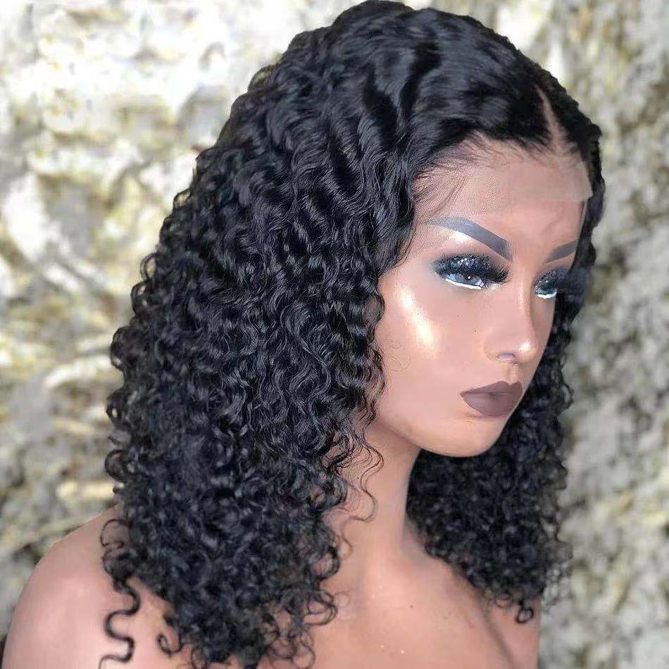 Perruque multicolore moyenne et longue cheveux bouclés chimiques Tête de fibre