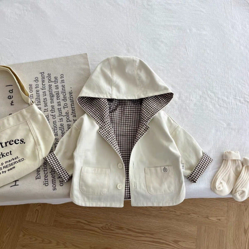 Manteau de trench à capuchon à la mode coréen pour garçons