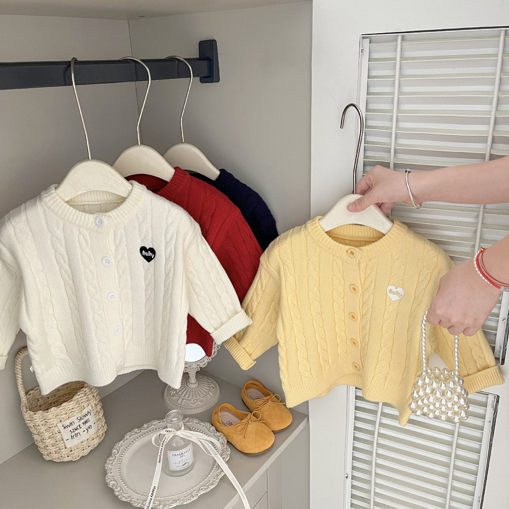 Vêtements Twist-Knit Cardigan Automne Enfants Vêtements de dessus