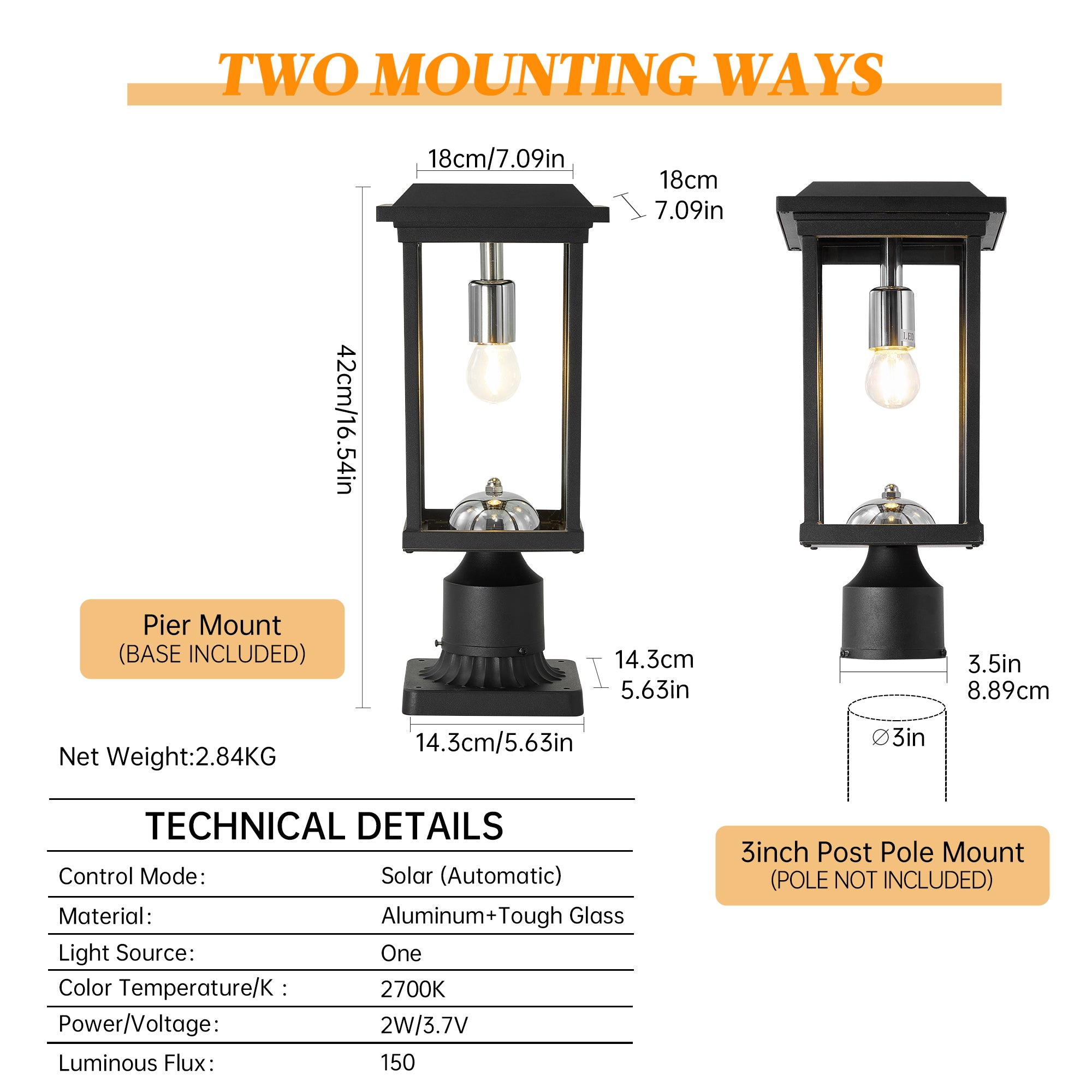 Lumières extérieures dusk to Dawn avec la base Pier Mount