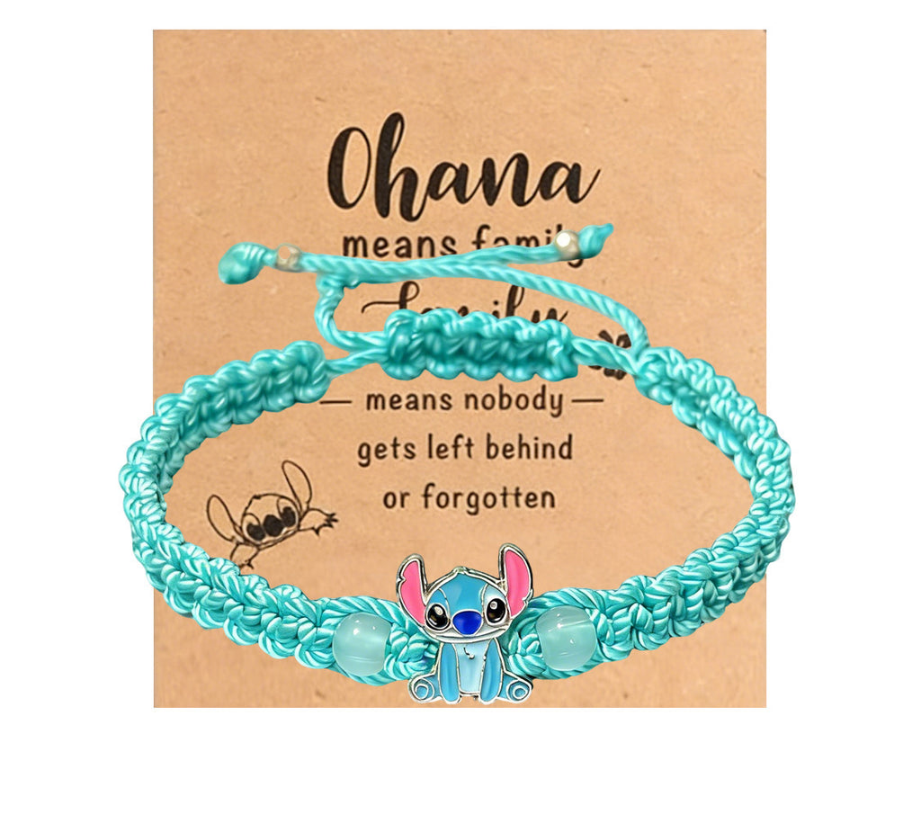 Bleu mignon Alien Cartoon caractère bracelet tissé à la main cordon tressé à la main pour un