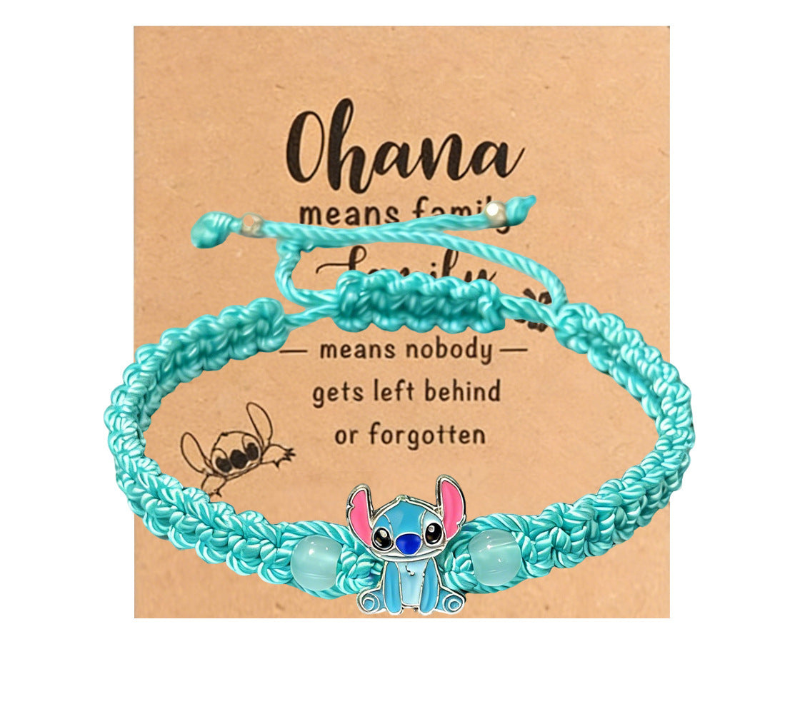 Bleu mignon Alien Cartoon caractère bracelet tissé à la main cordon tressé à la main pour un