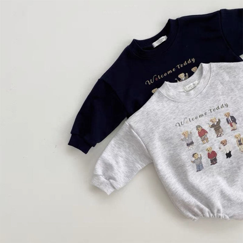 Chandail de coton de bébé à manches longues Caricature Lettre Casual Romper
