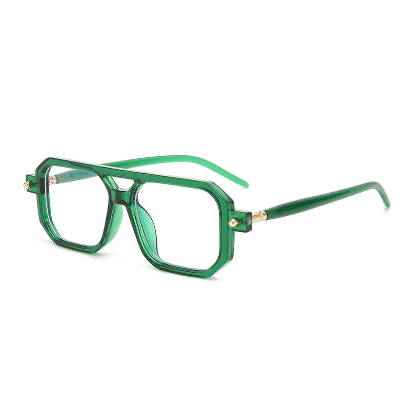 Lunettes de soleil à double pont Square-frame de style Street avec un Premium