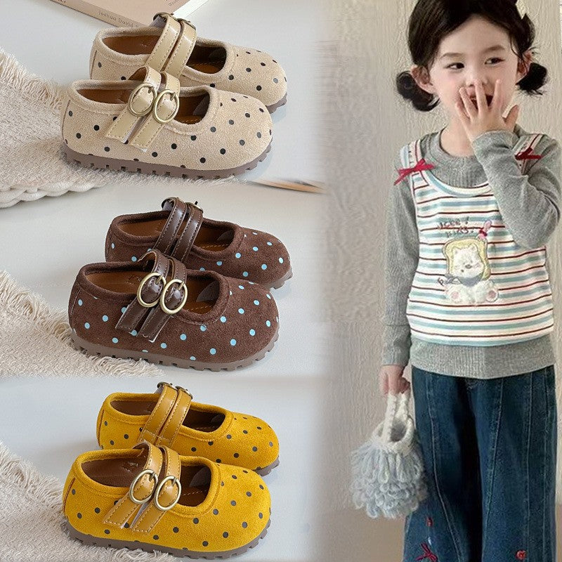Printemps & Automne Enfants Forest Style Polka Dot Chaussures en cuir