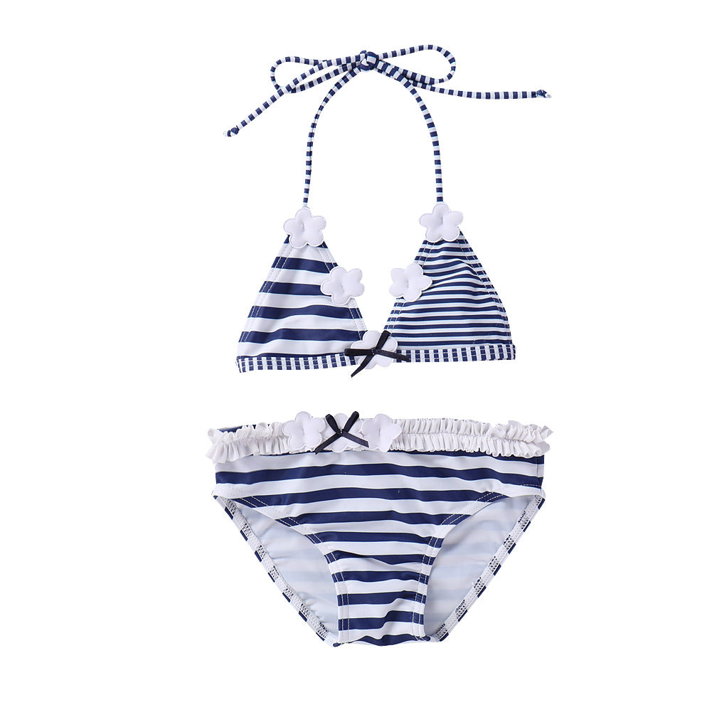 Maillot de bain en dentelle rayée bébé
