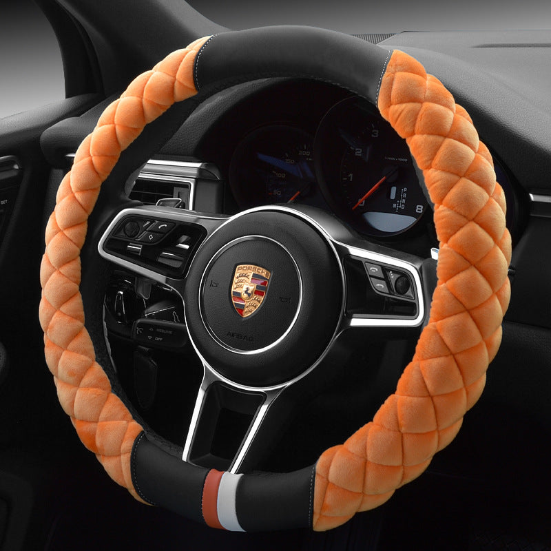 Couverture universelle de volant de voiture Hiver Décoration Mignon 38cm En peluche Empreinte Auto Automo