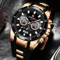 REWARD Mens Montre en noir et or avec un design cool et la fonction de calendrier