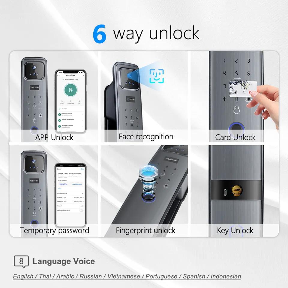 Reconnaissance du visage Empreinte antivol Mot de passe Smart Door Lock