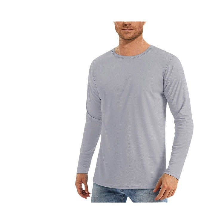 Hommes Solid Color Crew Neck Protection du soleil manches longues Shirts Uv Protection Respirant Runni