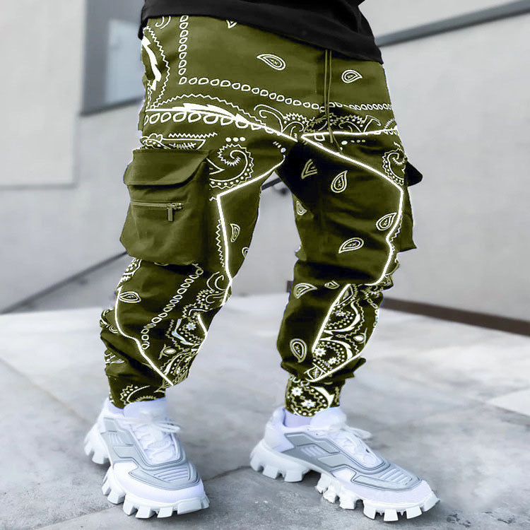 Pantalons d'impression pour hommes enroulés Bloomers Pantalons à large leg Harem Casual