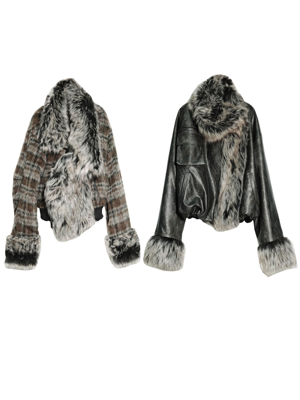 Veste en cuir PU réversible pour femmes