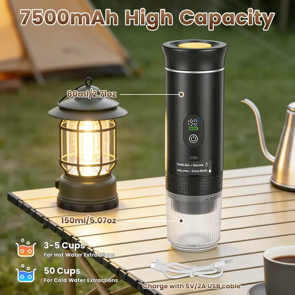 3-en-1 Machine Espresso Portable Machine sans fil auto-chauffant Machine à café avec 7500mAh Batterie 2