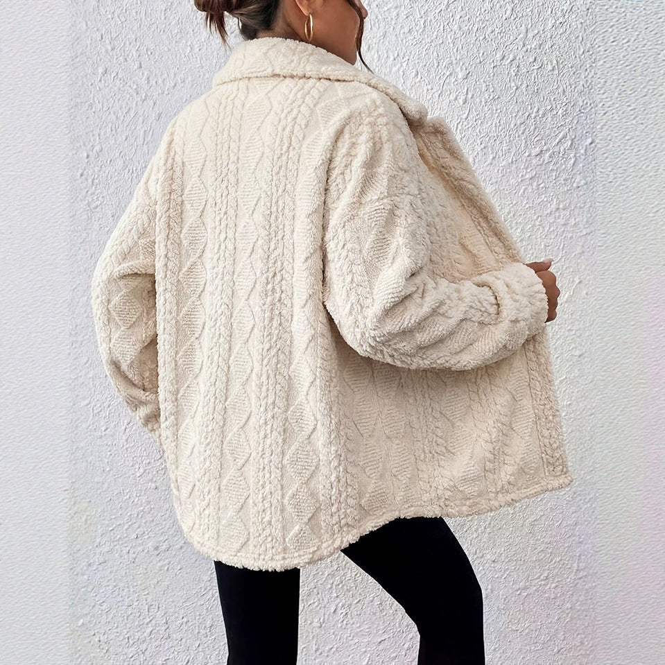 Veste Diamond-Check en peluche bouton-avant