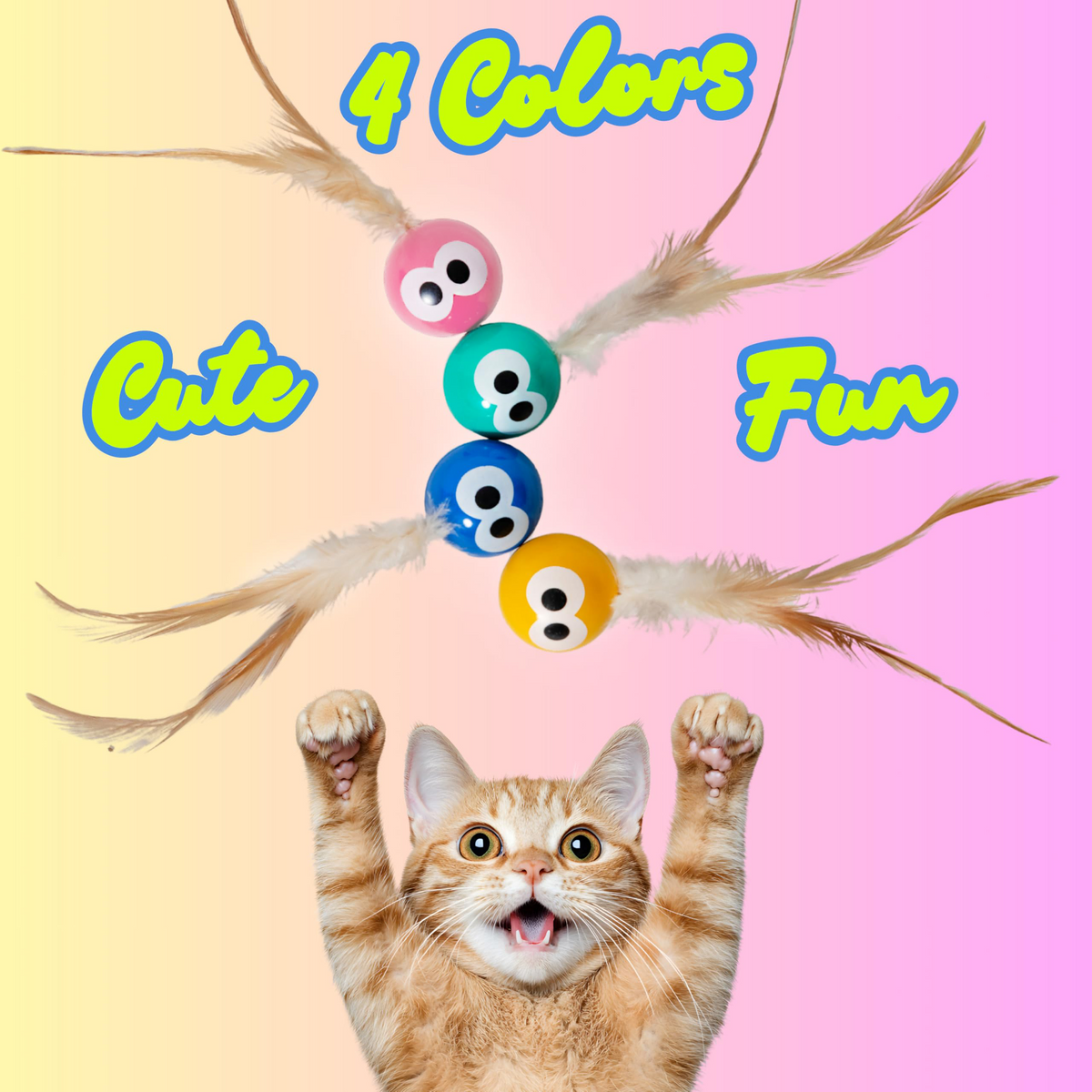 Balles Bouncing Jouet de chat avec plume - Interactive boule de chat Bouncing avec queue