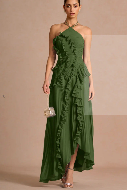 Robe sans dos sexy à col haltère pour femmes