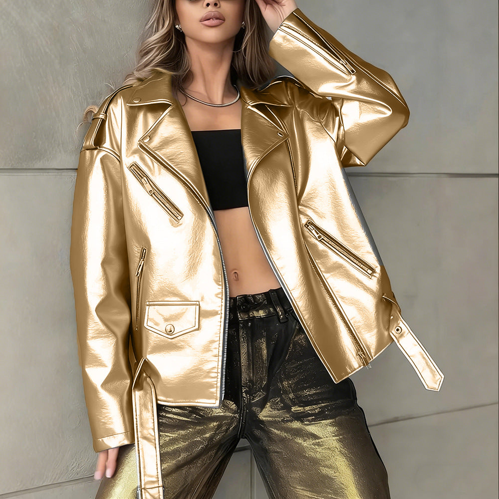Veste en cuir biker pour les femmes Boyfriend-Style