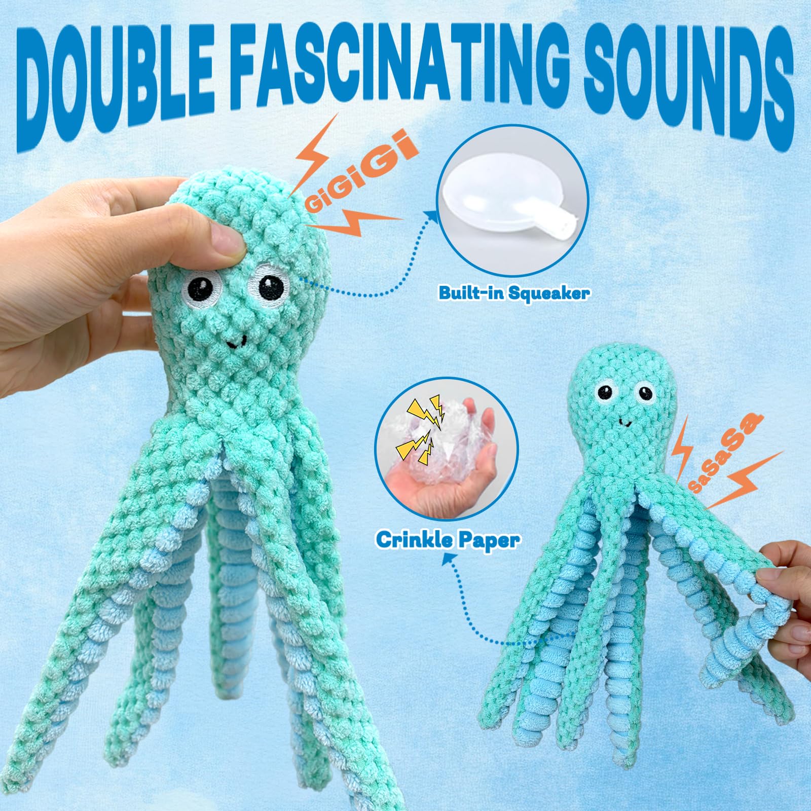 Jouets pour chiens Squeaky Crinkle pour les brochettes agressives