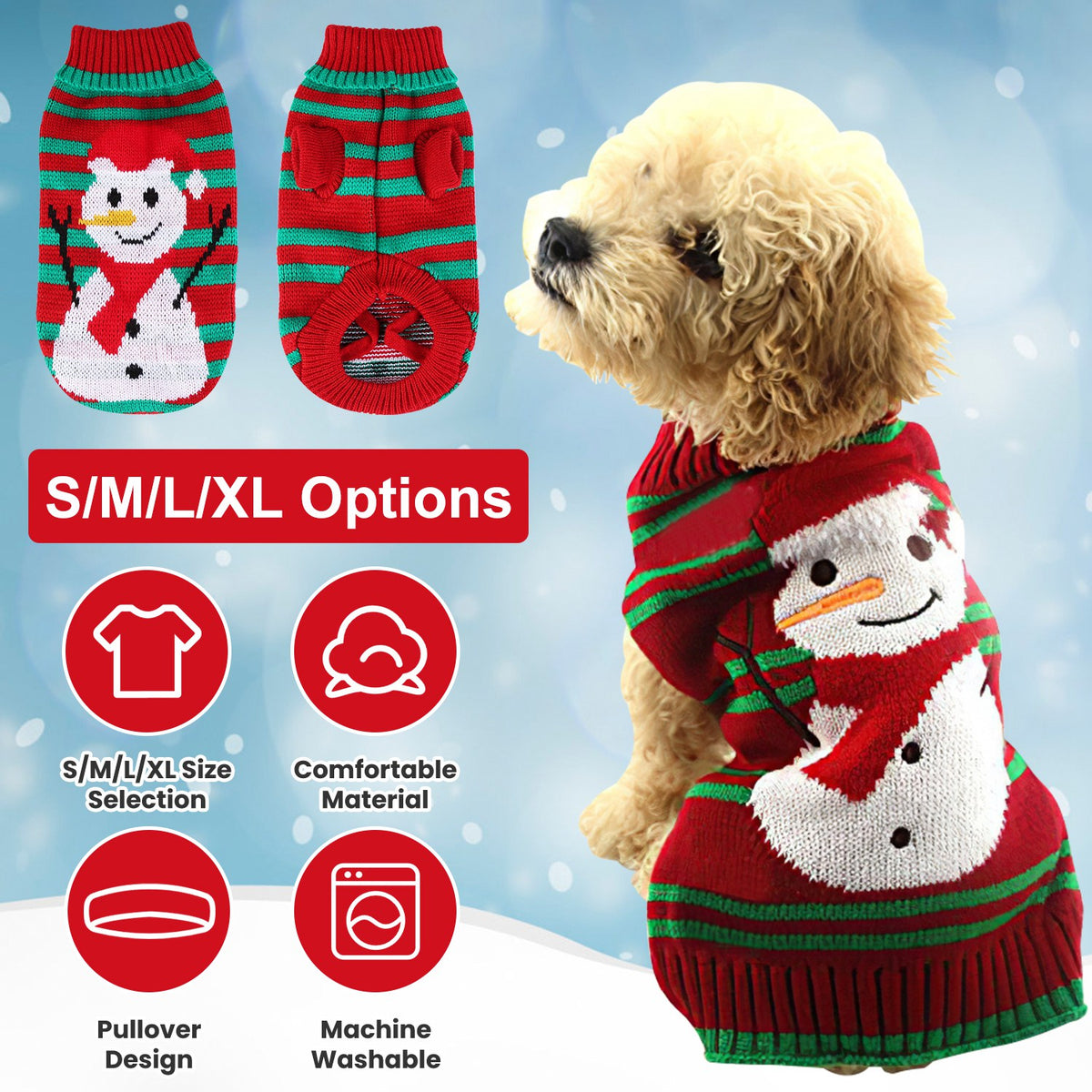 2 Patterns 4 Tailles Option-- 1Pc Animaux de Noël Chandail en col roulé Chandail Chat Vêtements de Noël