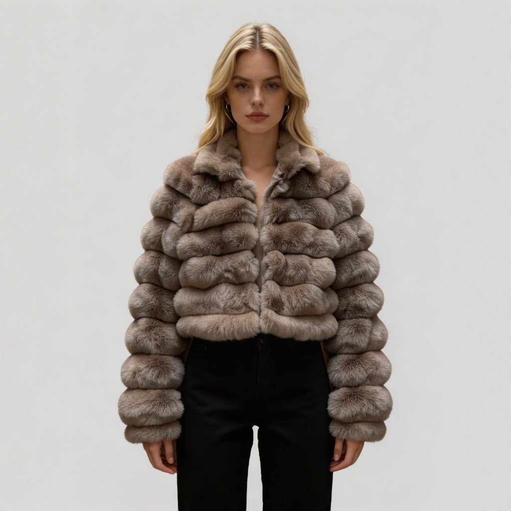 Style européen et américain Short Eco Friendly Fur Coatfashionable chaud avec cuir Lacine