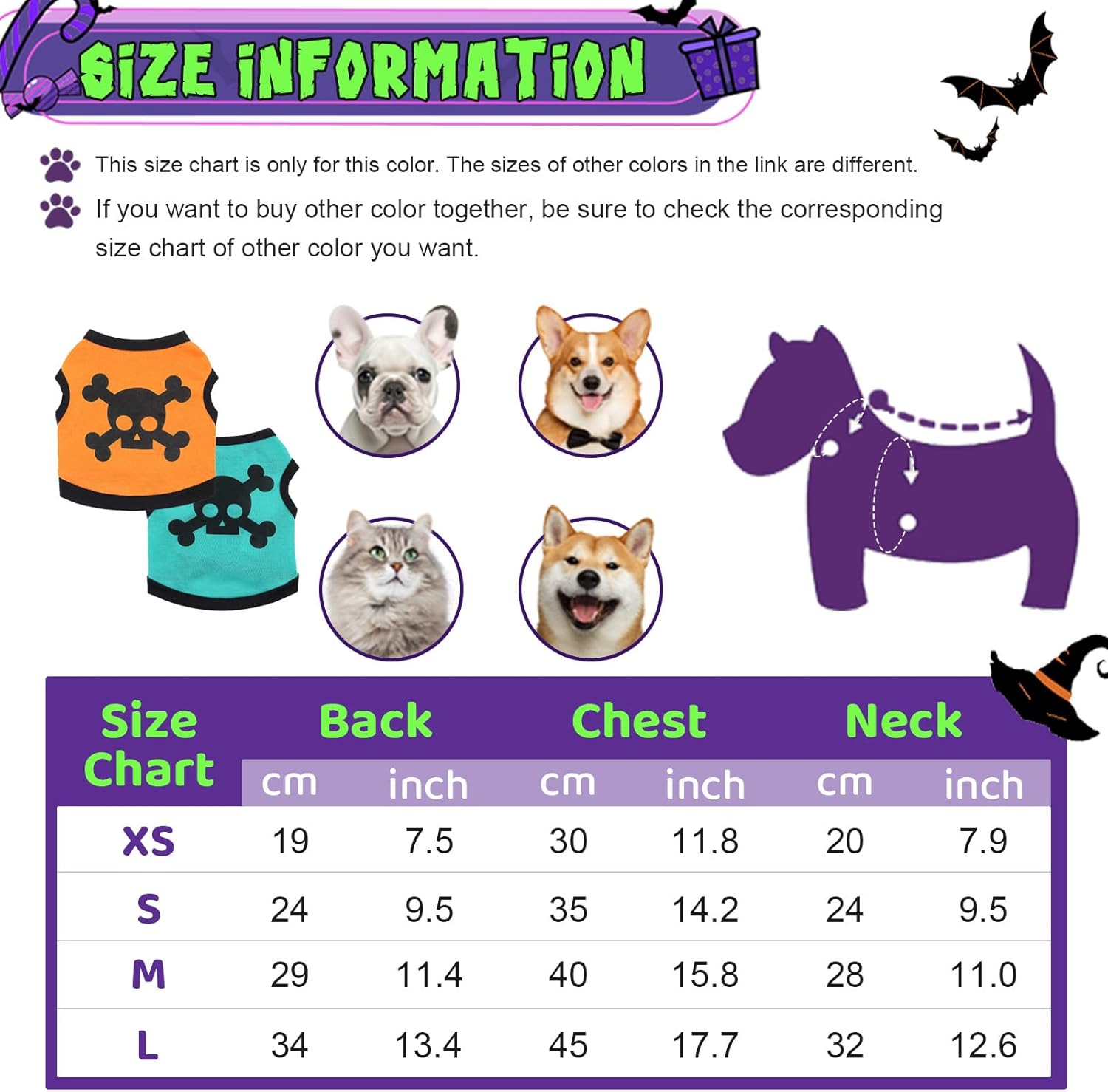 Chien Vest Crâne Bones Halloween Cosplay Dog Tank Top Couleur Blocage Stretch Cats Costumes