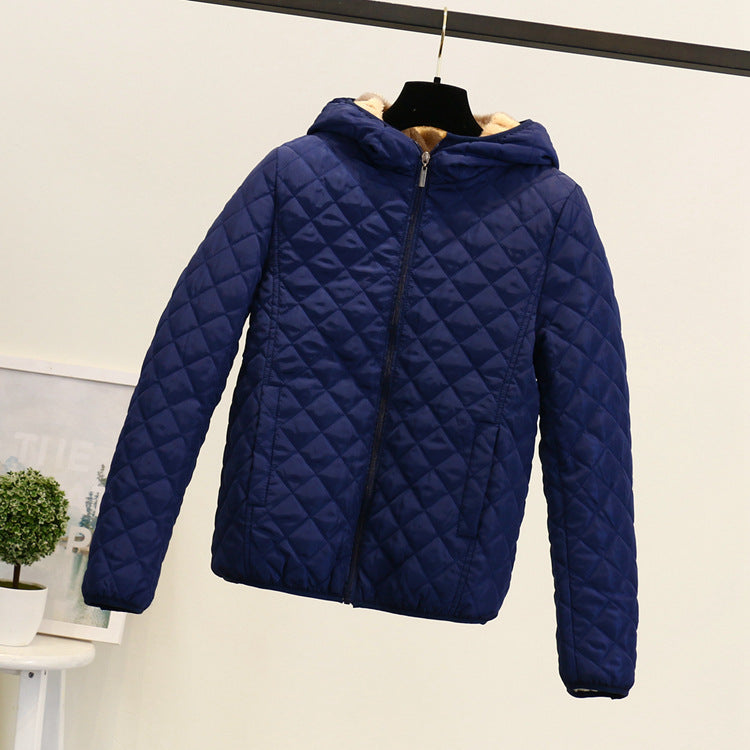 Cravate à capuche Épaisseur Lambswool Coton Coat Femmes Vêtements de dessus chauds