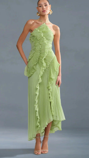 Robe sans dos sexy à col haltère pour femmes
