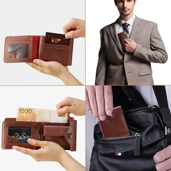 Porte-cartes de blocage RFID Slim Purse bifold en cuir PU pour hommes