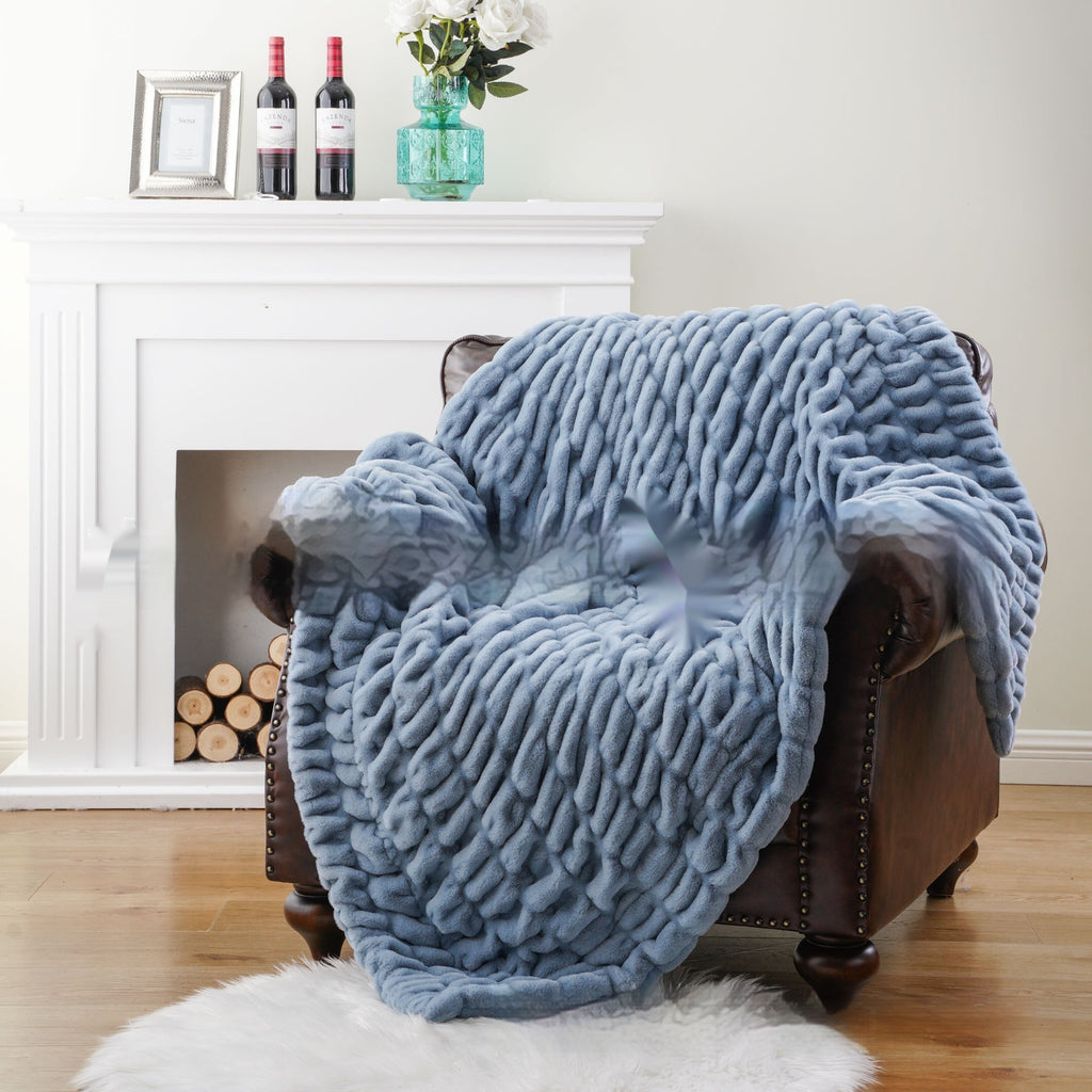 Blanket de fourrure de lapin de faux à double couche
