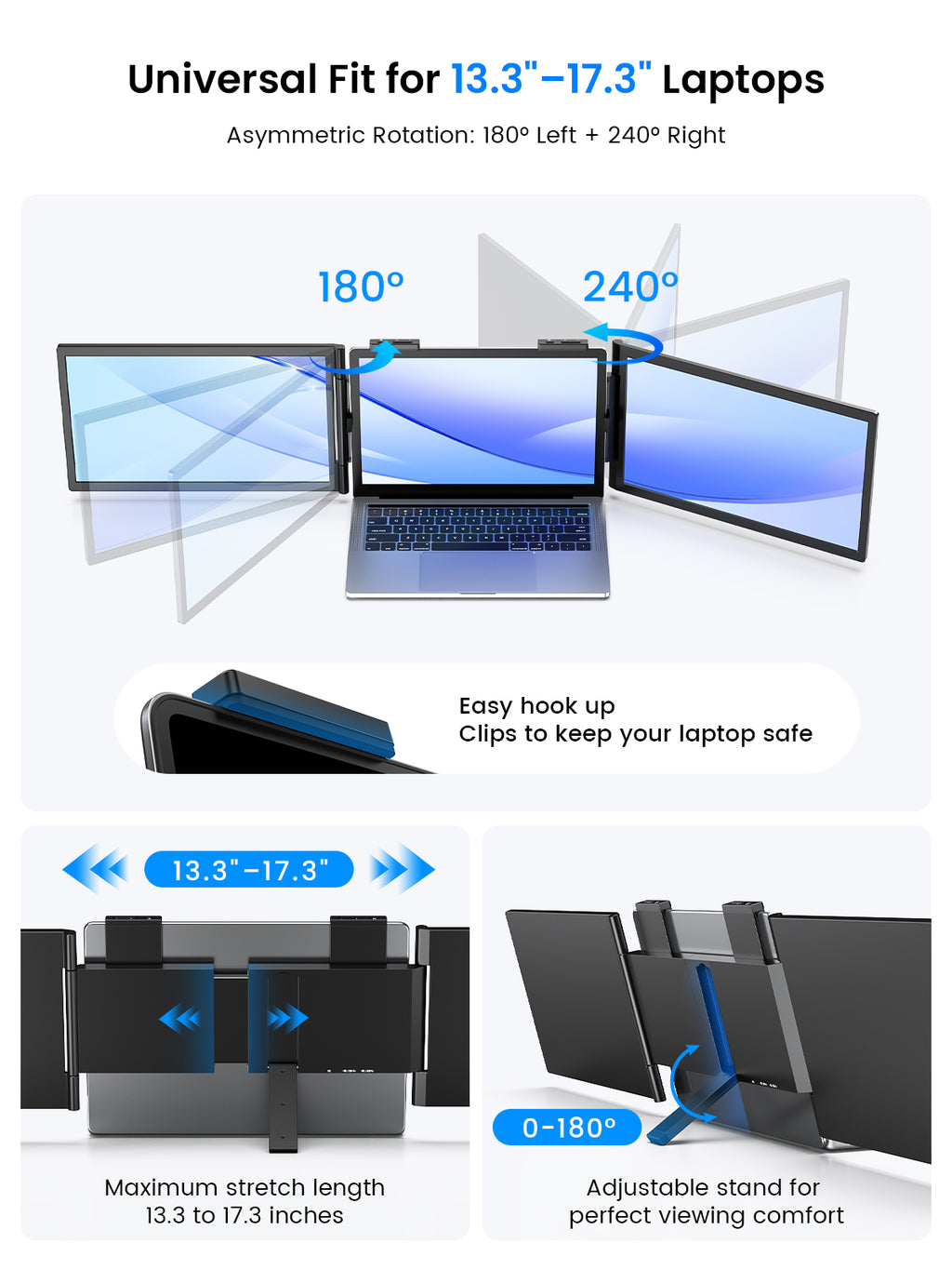 UPERFECT Portable Monitor 14 pouces sans fil triple