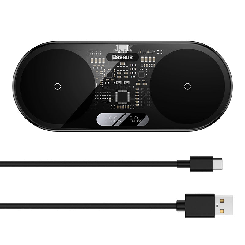 Affichage numérique Deux en un Magsafe20W Chargeur sans fil de recharge rapide
