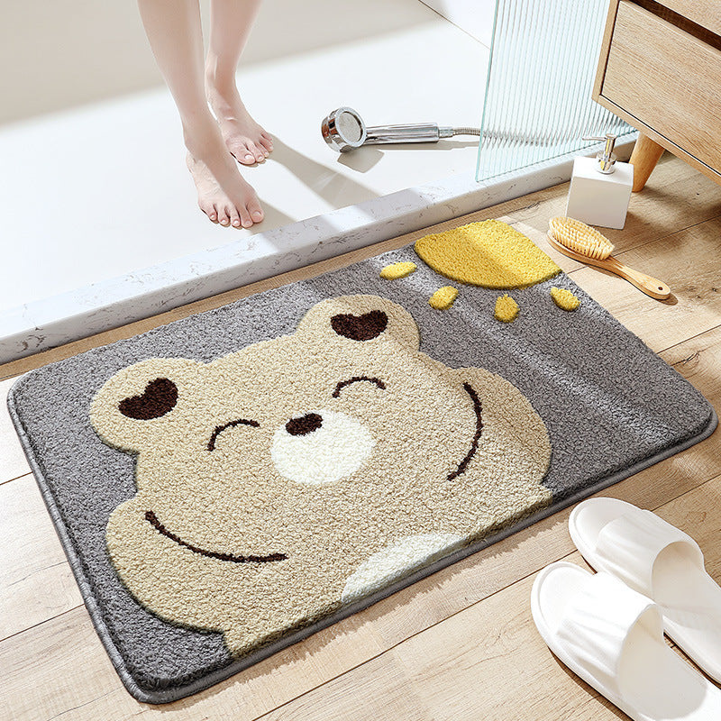 Flocked Home Doormat Salle de bain Rug Absorbent Mat antidérapant Chambre à pied Pad