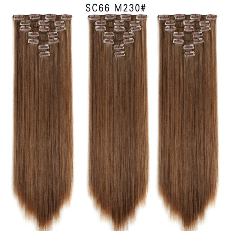 16 Carte Sept-pièces Coiffure Perruque Beauté Chimique Perruque Ensemble de Perruque Cheveux Extension