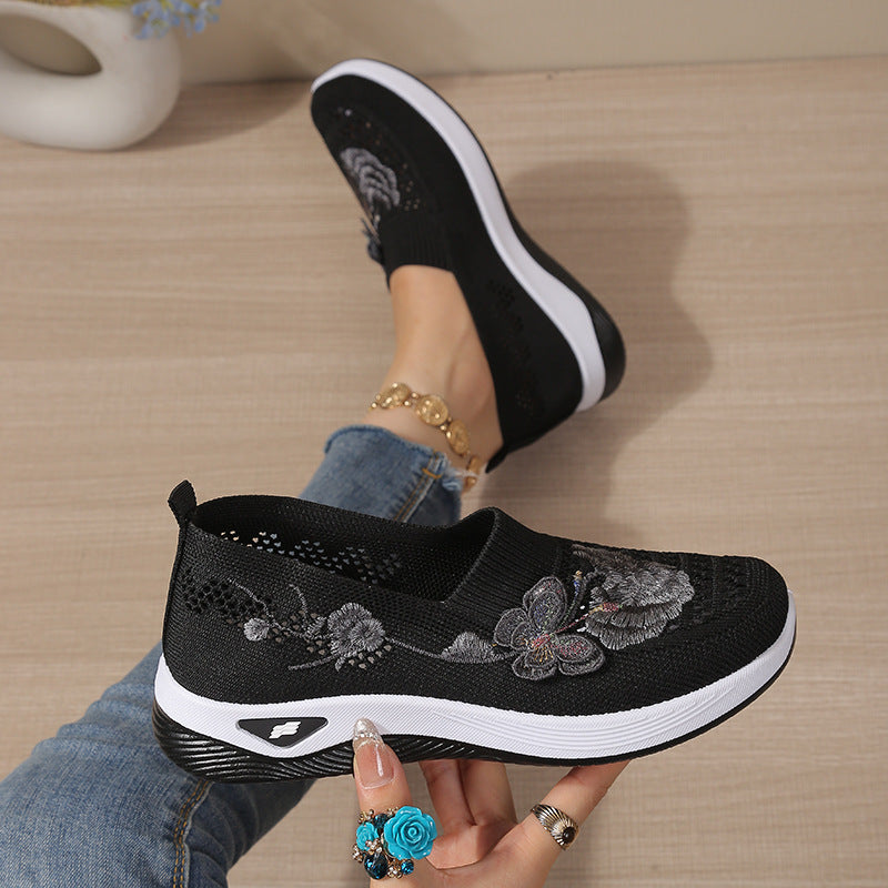 Chaussures de marche brodées Chaussures casuales en mesh