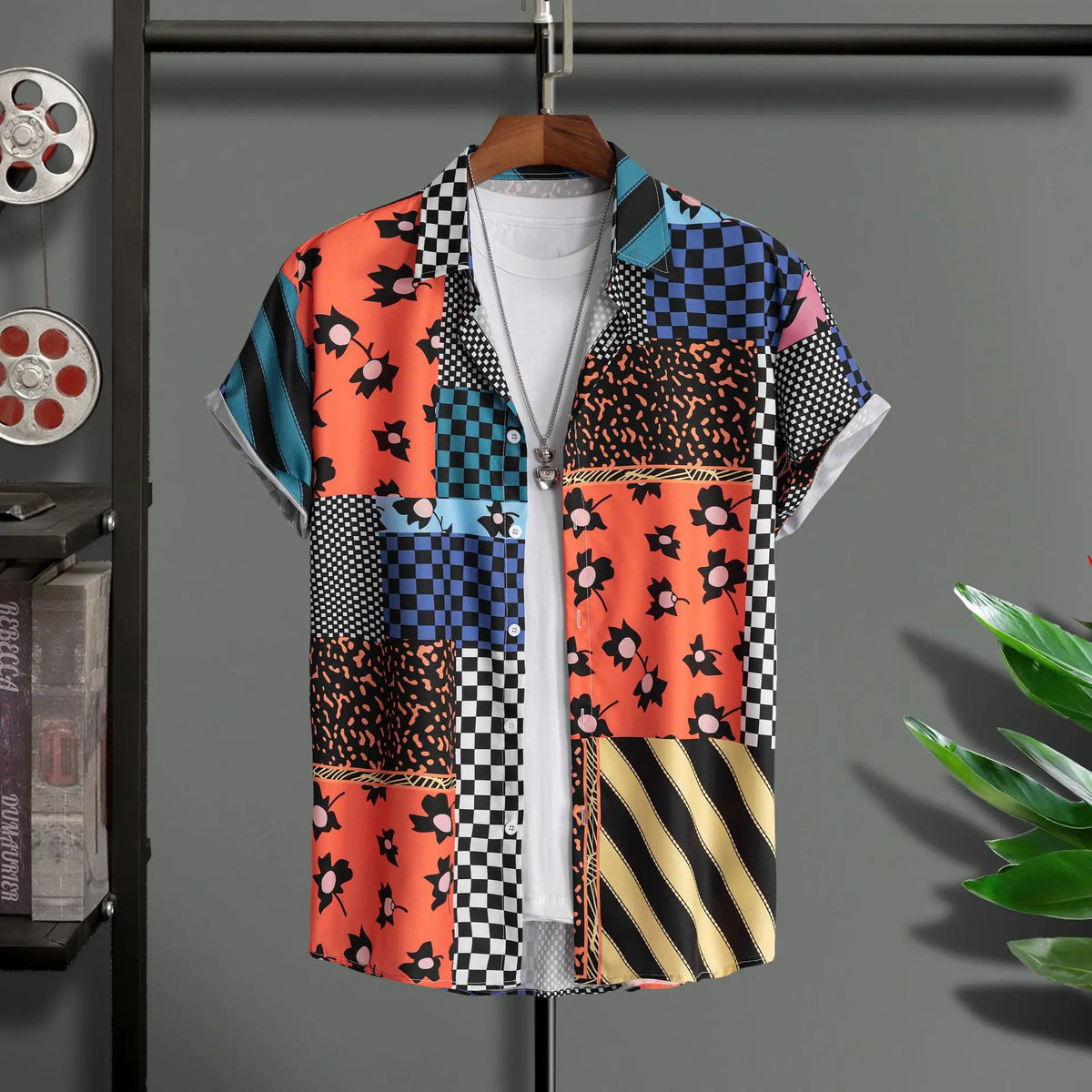 Chemise homme manches courtes Impression numérique 3D Hawaiian Trendy Cardigan Shirt
