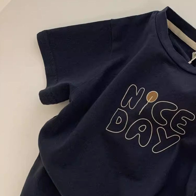 T-shirts en coton élégant d'été à manches courtes pour garçons et filles
