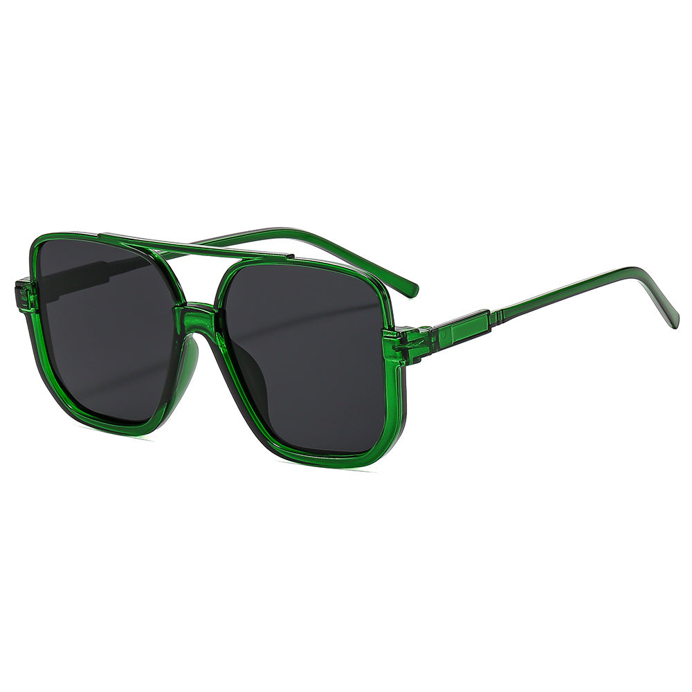 Y2K Chic Personnalité Double pont Lunettes de soleil semi-imprimées