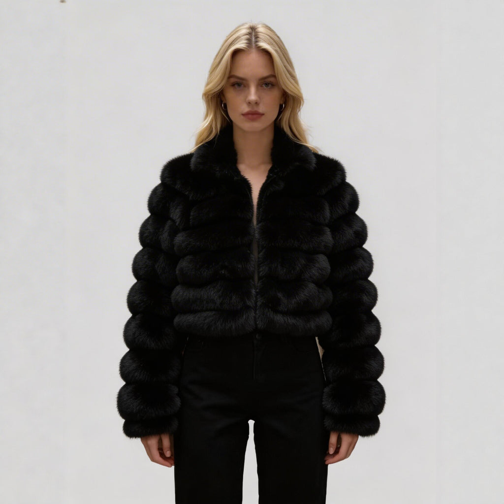 Style européen et américain Short Eco Friendly Fur Coatfashionable chaud avec cuir Lacine