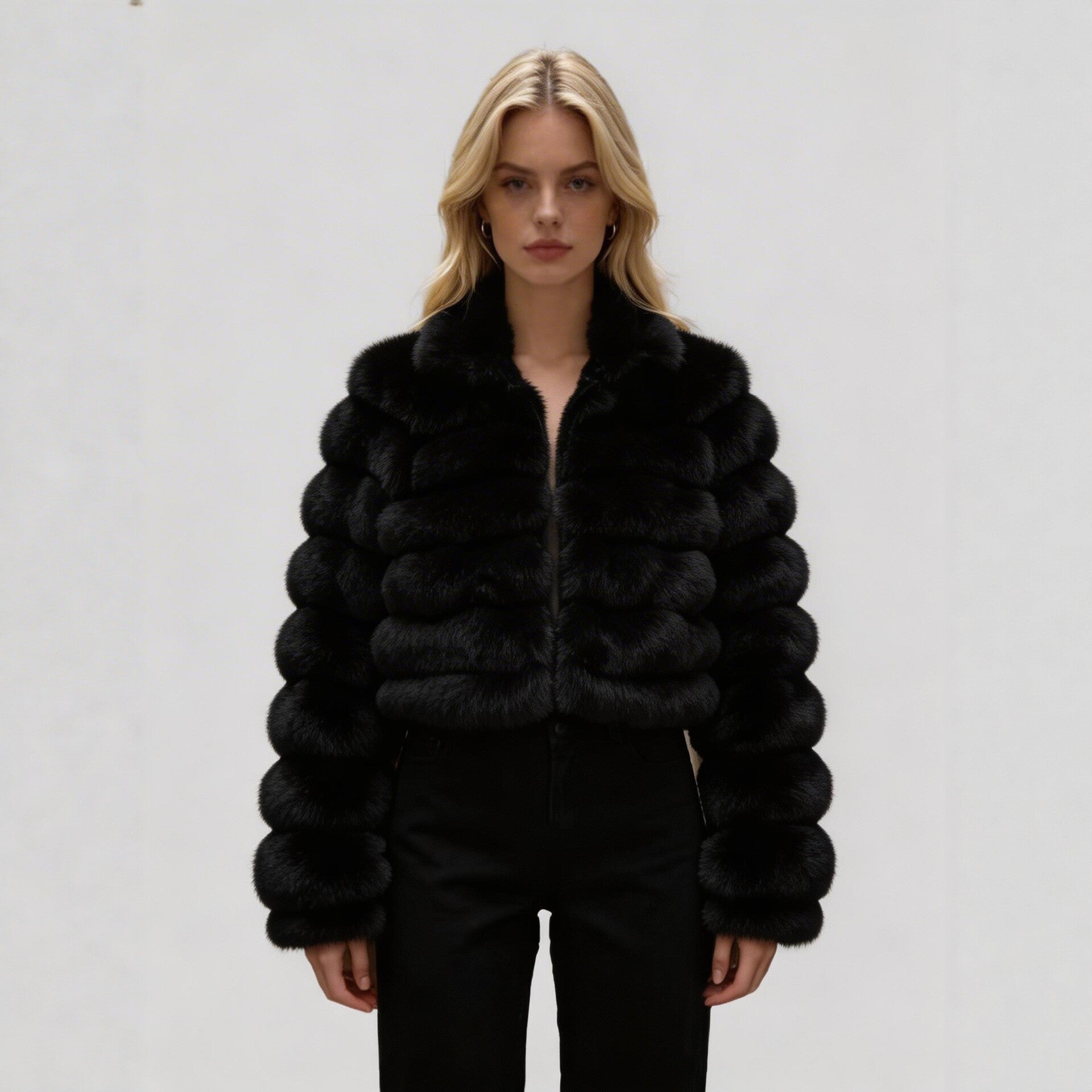 Style européen et américain Short Eco Friendly Fur Coatfashionable chaud avec cuir Lacine