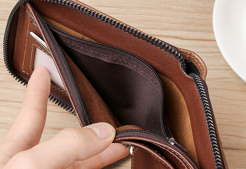 Portefeuille de fermeture éclair de mode courte casual homme