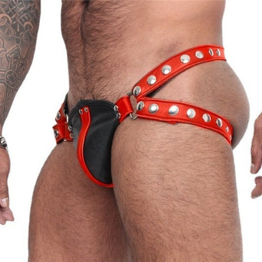 Reliure amovible sous-vêtements en cuir sexy pour hommes