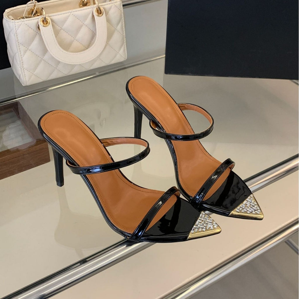Doigts pointus Strass Mules Slingback Talon ultra-haut