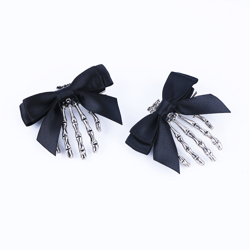 Personnalité Bow Crâne Ghost Main Griffe épingle à cheveux Headdress Retro Duckbill