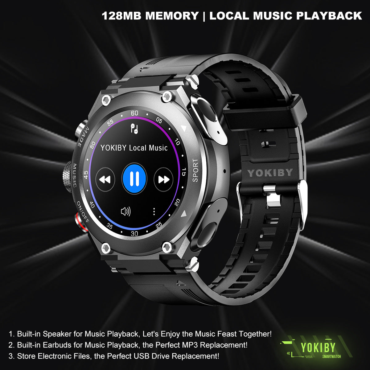 Smart Watch Casque Bluetooth Trois en un Call Music Heart Rate Sports Watch