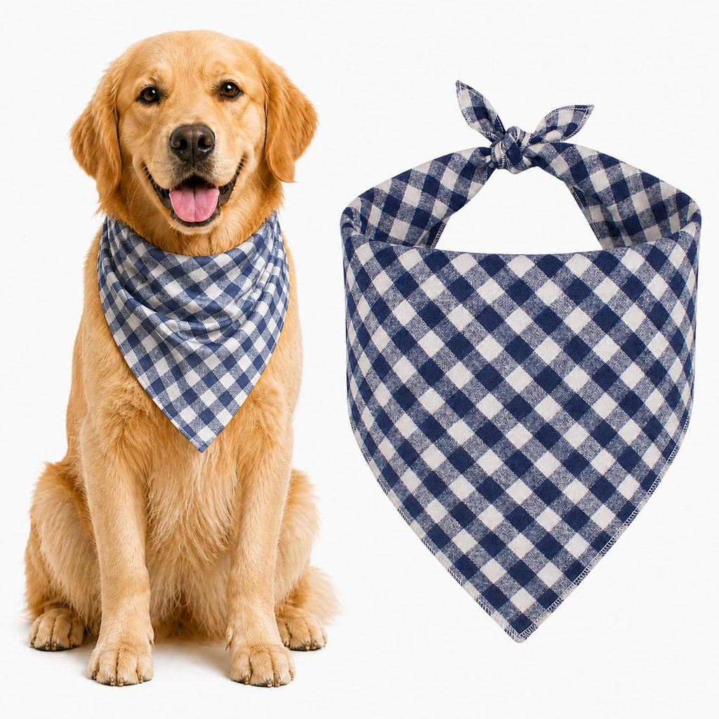 Bleu & Blanc Plaid Dog Bandana 1 Pack