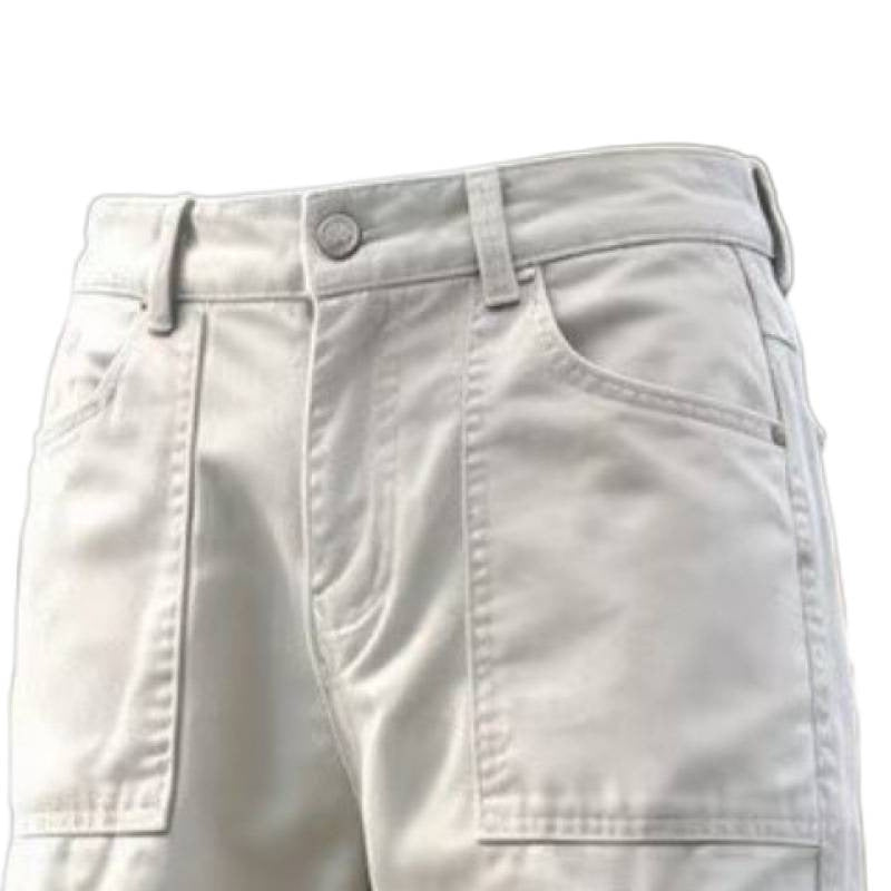 Pantalons de travail multi-pochettes rétro blanc mince
