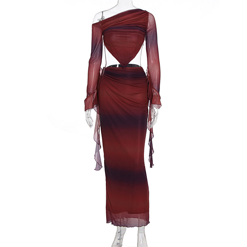 Women's Chic Pleated Backless Skirt Set