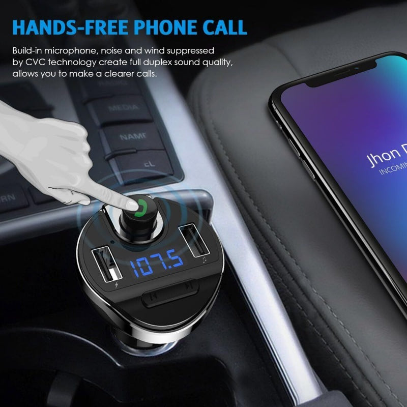 Voiture Bluetooth T20 Emetteur FM sans mains Chargeur de téléphone MP3